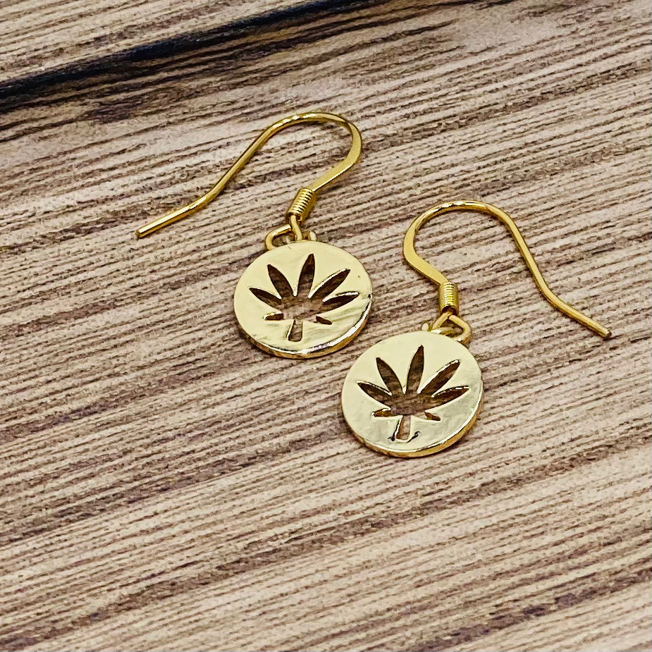 Dainty Round Canna Leaf Earrings